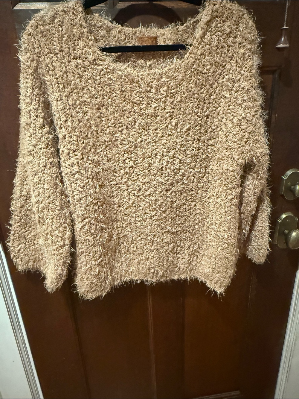 POL Tan Textured Fuzzy scoop neck Sweater NWT - Picture 4 of 5